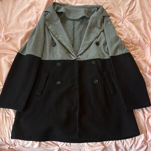 Stylish Gray and Black Women's Coat
